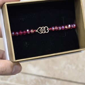 دستبند مرواریدی سه قلب کد 414