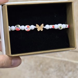 دستبند مرواریدی پروانه کد 266